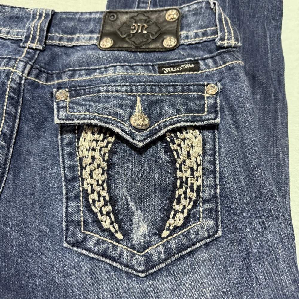 Miss Me Mid Rise Boot Embellished Jeans Women's Angel Wings Sz 30 JP5082-3 Y2K
